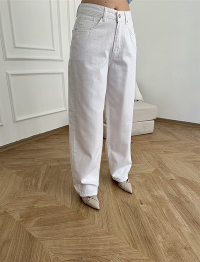 Baggy Fit Salaş Pantolon Beyaz