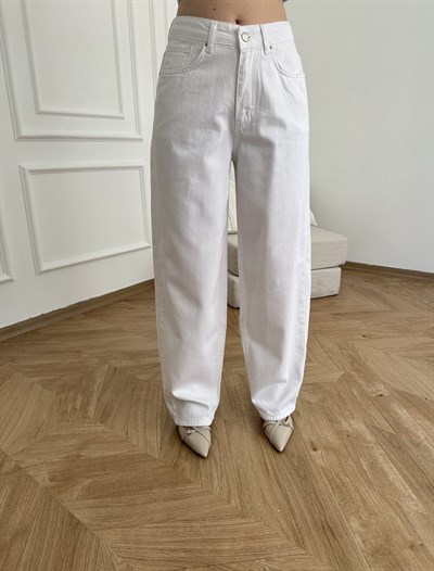 Baggy Fit Salaş Pantolon Beyaz