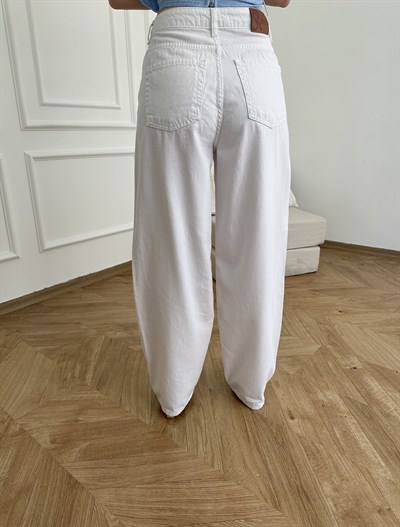 Baggy Fit Salaş Pantolon Beyaz