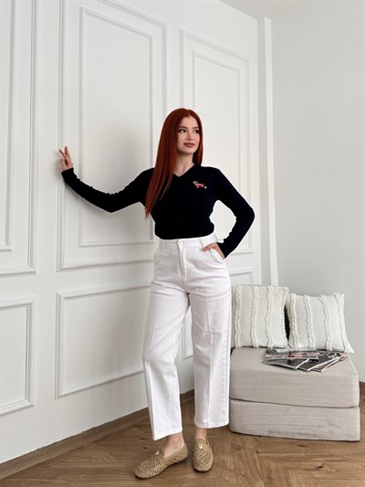 Baggy Kesim Pantolon Beyaz