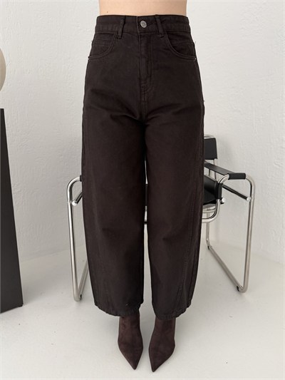 Barrel Balon Jean Pantolon Acı kahve