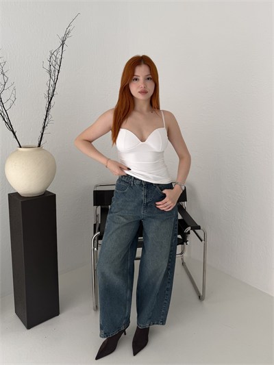Barrel Balon Jean Pantolon Yeşil tint