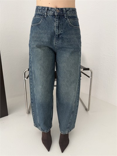 Barrel Balon Jean Pantolon Yeşil tint