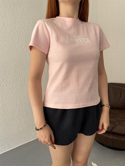 Baskılı Tişört Şeker pembe