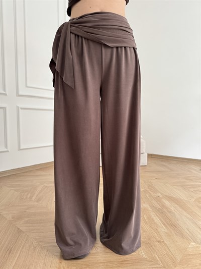 Belden Bağlamalı Rahat Pantolon Acı kahve