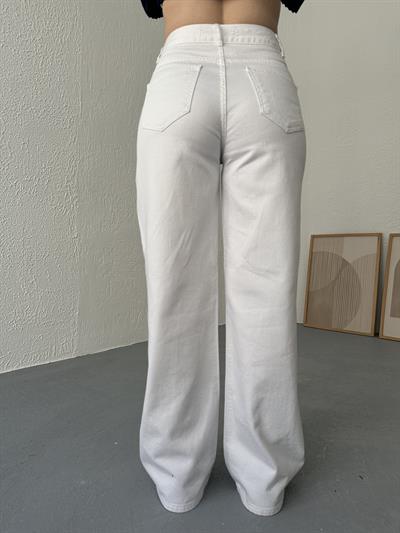 Beli Asimetrik Pantolon Beyaz