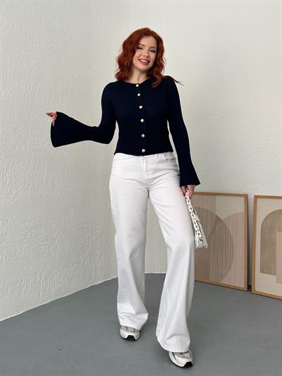 Beli Asimetrik Pantolon Beyaz