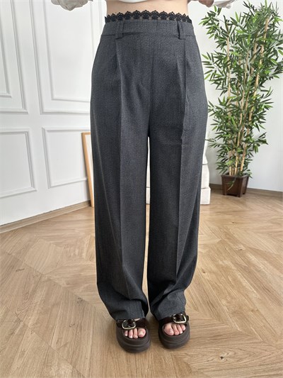 Beli Dantelli Pileli Pantolon Antrasit