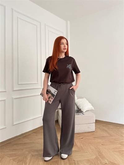 Beli İpli Relax Fit Eşofman Kömür