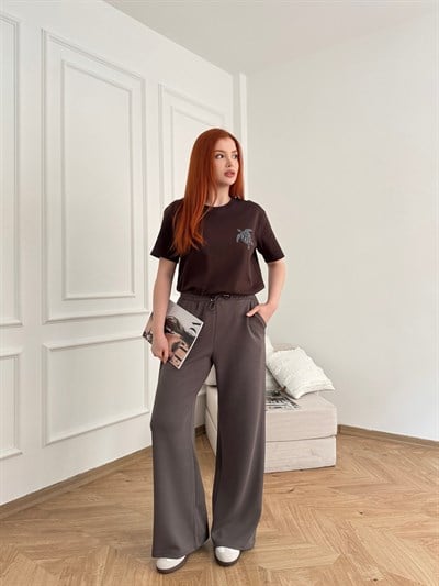 Beli İpli Relax Fit Eşofman Kömür
