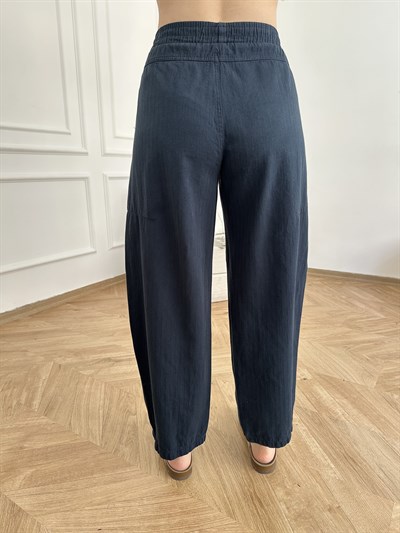 Beli Lastikli Balon Pantolon Lacivert