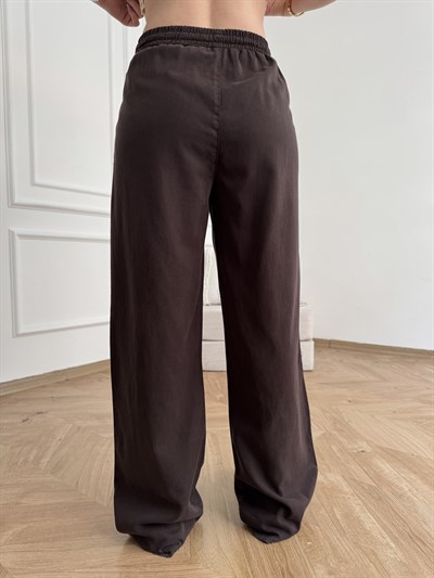 Beli Lastikli Bol Pantolon Acı kahve