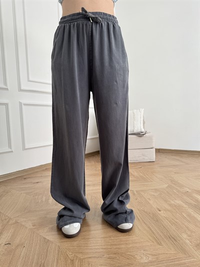 Beli Lastikli Bol Pantolon Antrasit