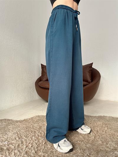 Beli Lastikli Bol Pantolon Lacivert