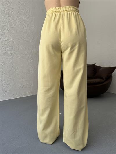 Beli Lastikli Bol Pantolon Sarı