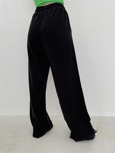 Beli Lastikli Bol Pantolon Siyah