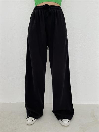 Beli Lastikli Bol Pantolon Siyah