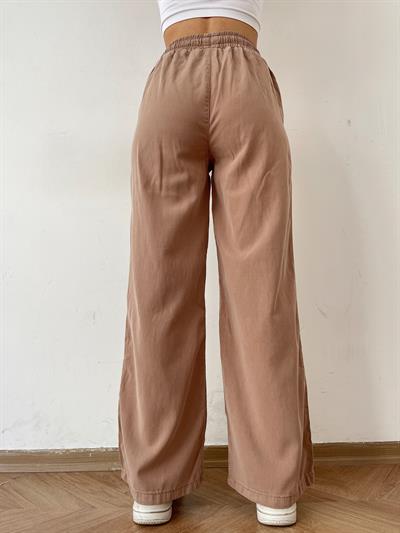 Beli Lastikli Bol Pantolon Vizon