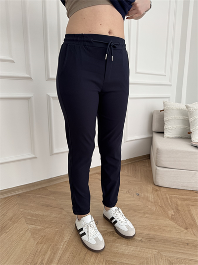 Beli Lastikli Duble Paça Pantolon Lacivert