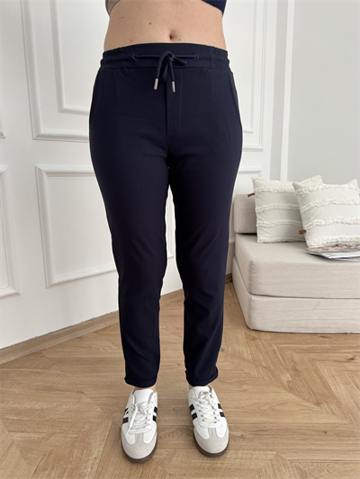 Beli Lastikli Duble Paça Pantolon Lacivert