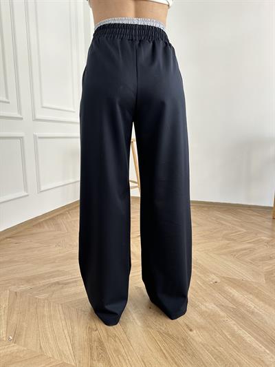 Beli Lastikli Kumaş Matchli Pantolon Lacivert