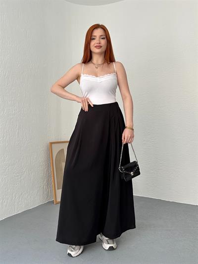 Beli Lastikli Pareo Pantolon Siyah