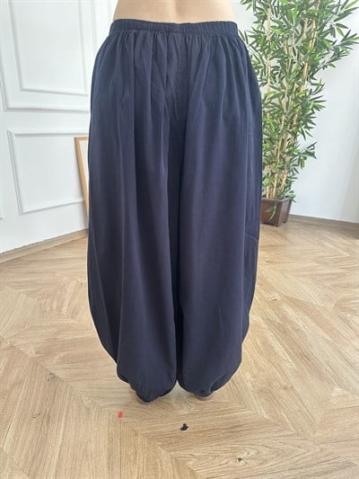 Beli Lastikli Şalvar Pantolon Lacivert