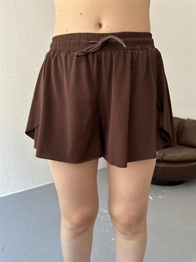 Beli Lastikli Şort Kahve