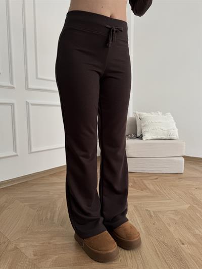 Beli Ribana Detay İspanyol Paça Pantolon Acı kahve