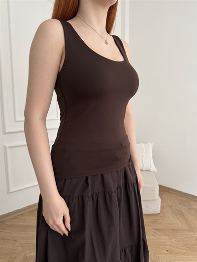 Bisiklet Yaka Basic Atlet Acı kahve