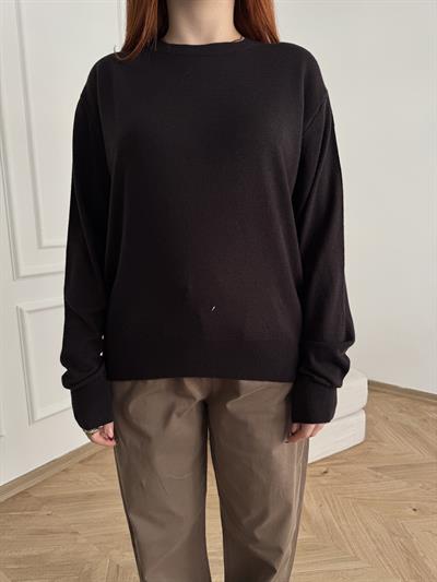 Bisiklet Yaka Basic Triko Koyu kahve