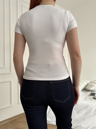 Bisiklet Yaka Body Beyaz