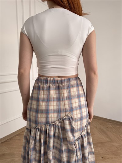 Bisiklet Yaka Crop Badi Ekru