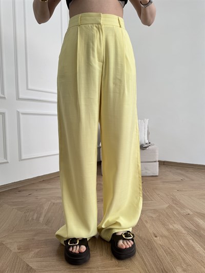 Bol Paça Pantolon Sarı
