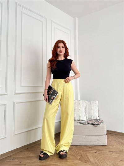 Bol Paça Pantolon Sarı