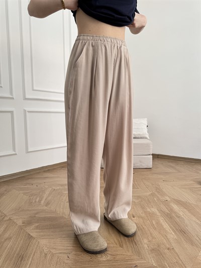 Bol Paça Pantolon Taş