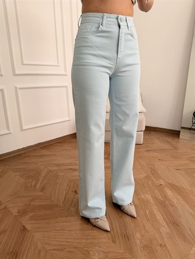 Boru Paça Kemerli Jean Bebe mavi