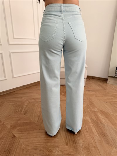 Boru Paça Kemerli Jean Bebe mavi