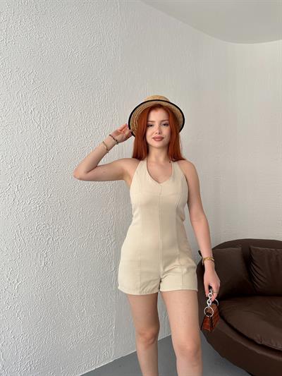 Boyundan Bağlamalı Kısa Tulum Taş