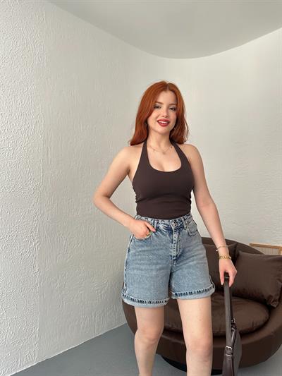 Boyundan Geçmeli Atlet Koyu kahve