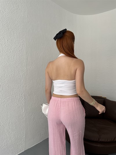Boyundan Geçmeli Body Beyaz