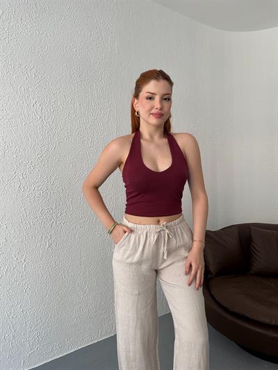 Boyundan Geçmeli Body Bordo