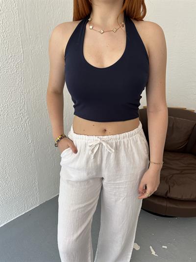 Boyundan Geçmeli Body Lacivert