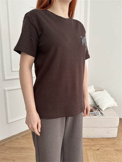 Caretta Baskılı T-shirt Kahve