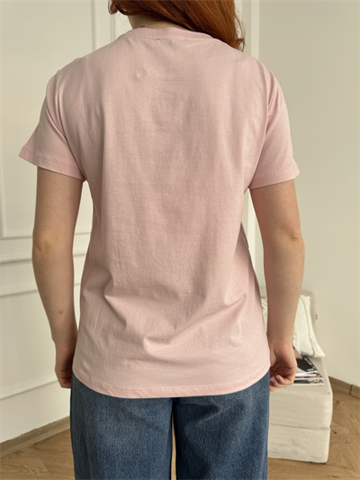 Çiçek Baskı Tişört Pembe