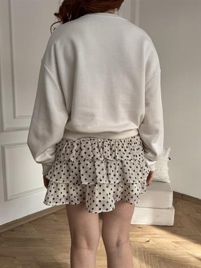 Çiçek Nakışlı Sweatshirt Ekru