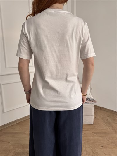 Cix Horse Baskılı T-shirt Ekru