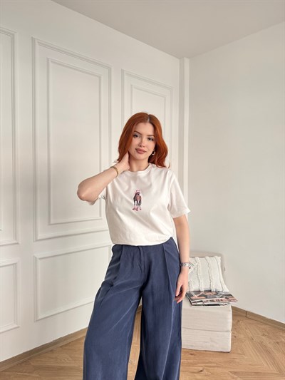 Cix Horse Baskılı T-shirt Ekru