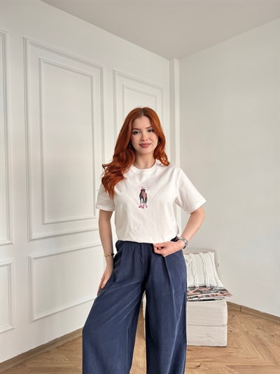 Cix Horse Baskılı T-shirt Ekru