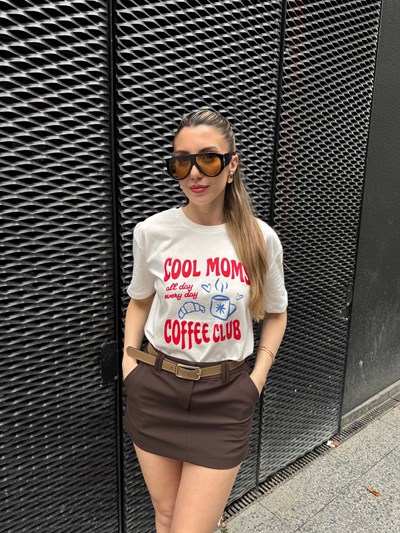 Cool Moms Baskılı T-shirt Ekru